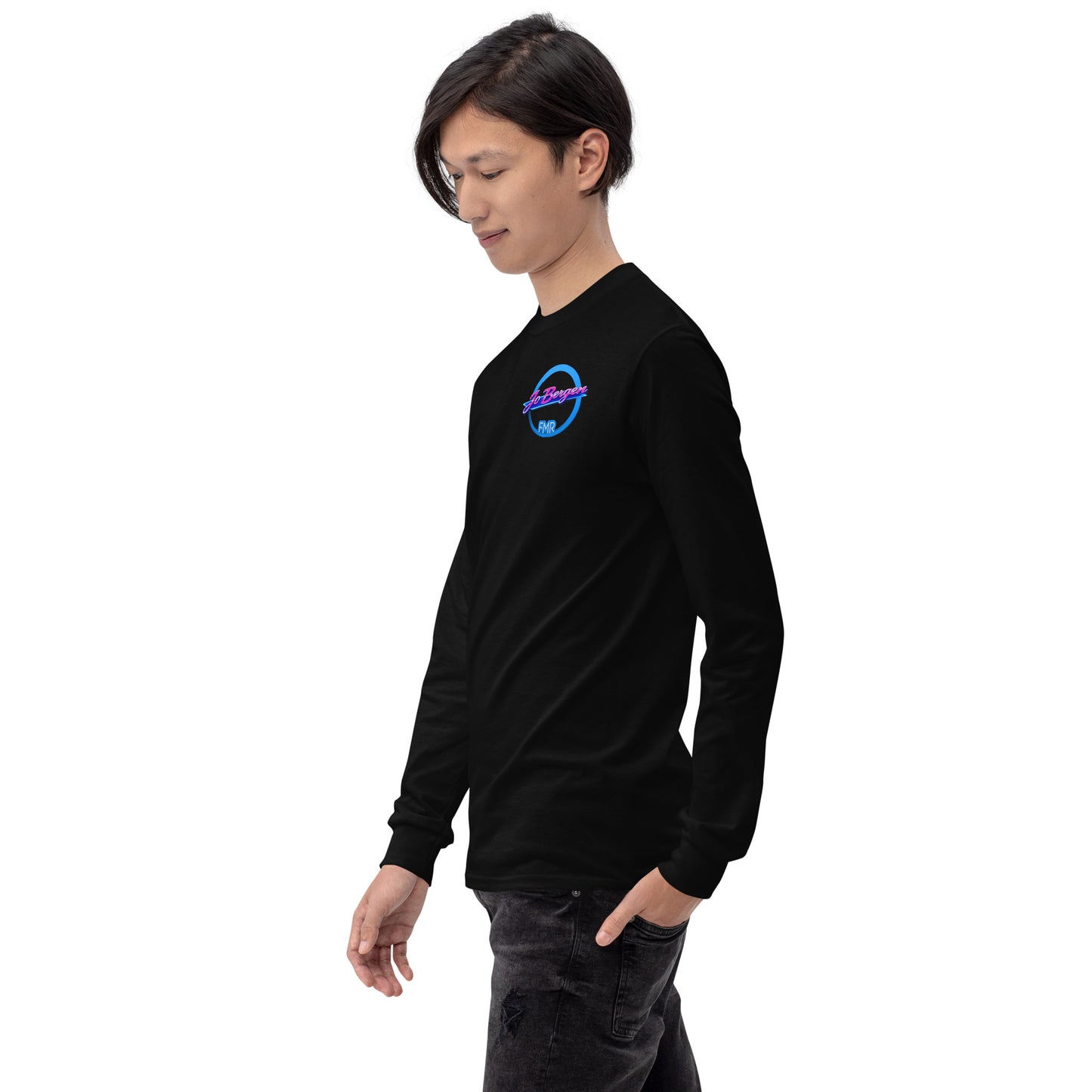 Schwarzes Langarmshirt von Sportswear Iron Monkey 23, aus 100 % Baumwolle Jersey, klassische Passform, Männerfrontansicht
