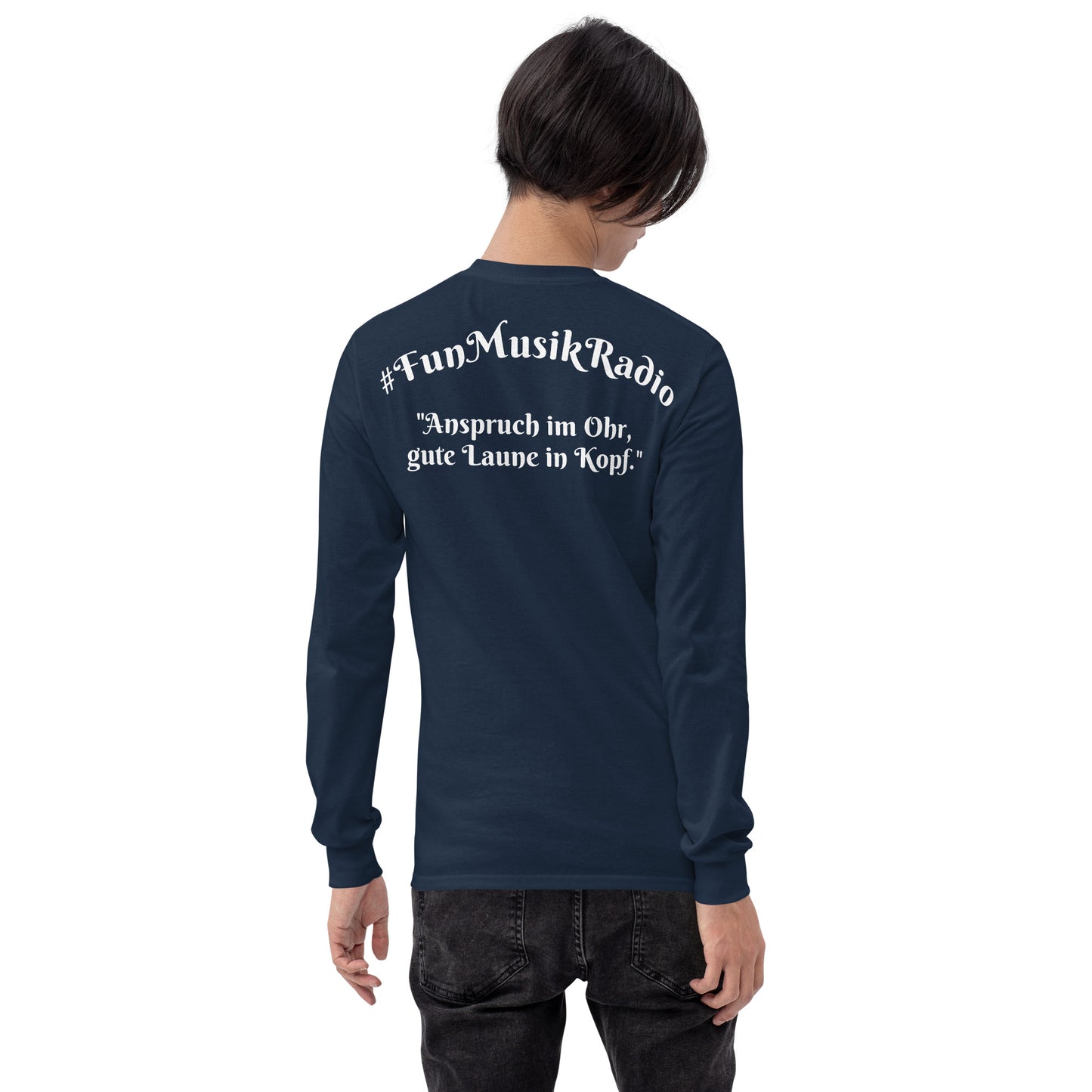 Herren-Langarmshirt von Sportswear Iron Monkey 23 in Navy, aus 100% Baumwolle Jersey, klassische Passform, Vorder- und Rückansicht