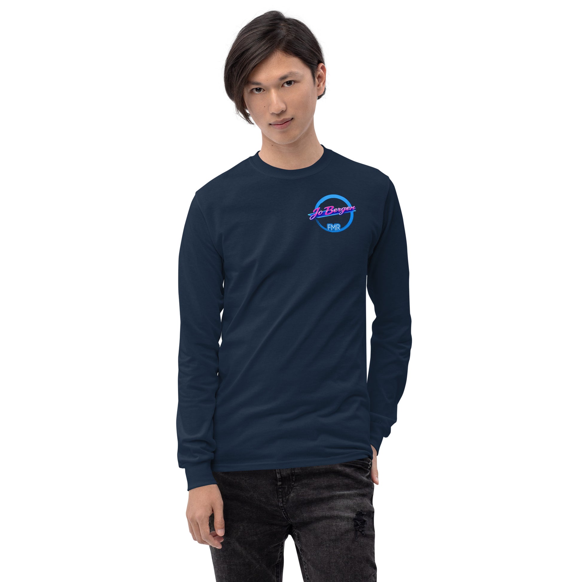 Herren Langarmshirt Jo Bergen in Marineblau aus 100% Baumwolle, klassische Passform, Sportswear Iron Monkey 23, Jersey-Stoff.