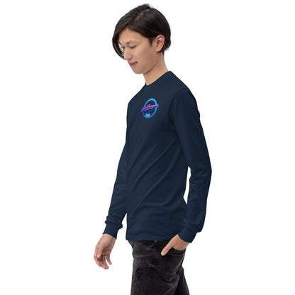 Dunkelblaues Langarmshirt von Sportswear Iron Monkey 23 aus 100% Baumwolle, klassische Passform, vorne links sichtbar