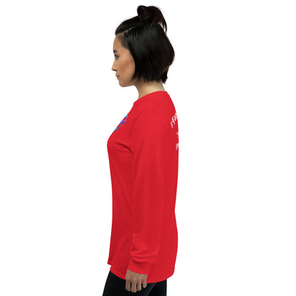 Rotes Langarmshirt von Sportswear Iron Monkey 23, Männer, 100% Baumwolle, Jersey, klassische Passform, sichtbar auf dem linken Bild.