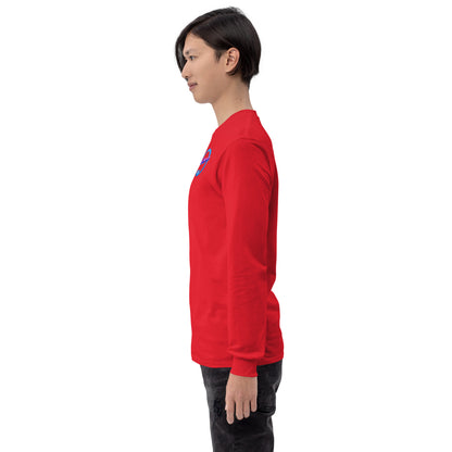 Rotes Langarmshirt von Sportswear Iron Monkey 23, aus 100% Baumwolle Jersey, klassische Passform, für Herren.