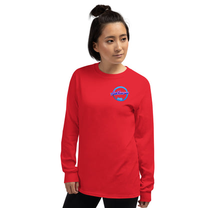 Rotes Langarmshirt von Sportswear Iron Monkey 23, aus 100 % Baumwolle Jersey, klassische Passform, Männer, Vorderansicht links.