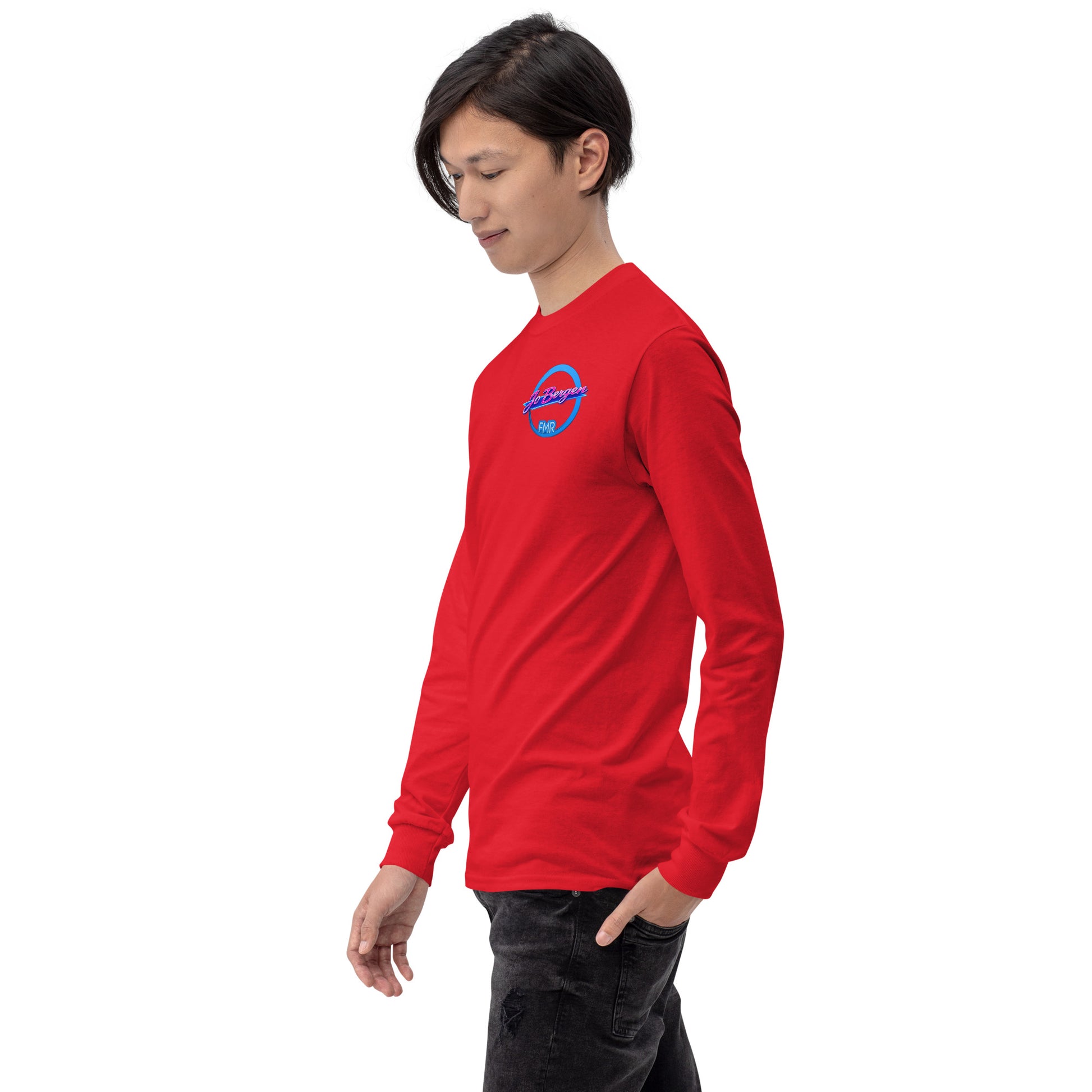 Rotes Langarmshirt von Sportswear Iron Monkey 23, aus 100% Baumwolle Jersey, klassische Passform, Männerfrontansicht