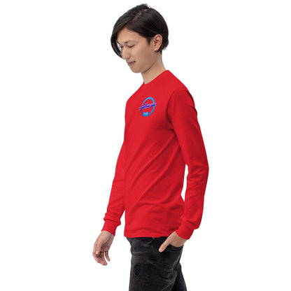 Rotes Langarmshirt von Sportswear Iron Monkey 23, aus 100% Baumwolle Jersey, klassische Passform, Männerfrontansicht