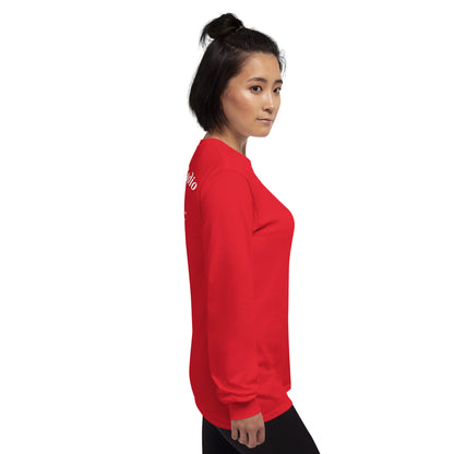 Rotes Langarmshirt von Sportswear Iron Monkey 23, aus 100% Baumwolle Jersey, klassische Passform, für Männer.