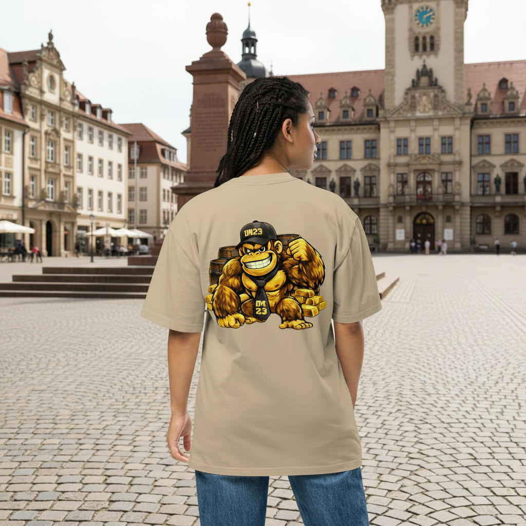 Money Monkey Oversized T-Shirt - Verwaschener Look 100% Baumwolle - Sportswear Iron Monkey 23