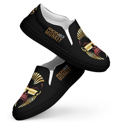 Herren Monkey Slipper aus Canvas mit EVA-Sohle, handgefertigt, schwarze Slip-On Schuhe von Sportswear Iron Monkey 23.