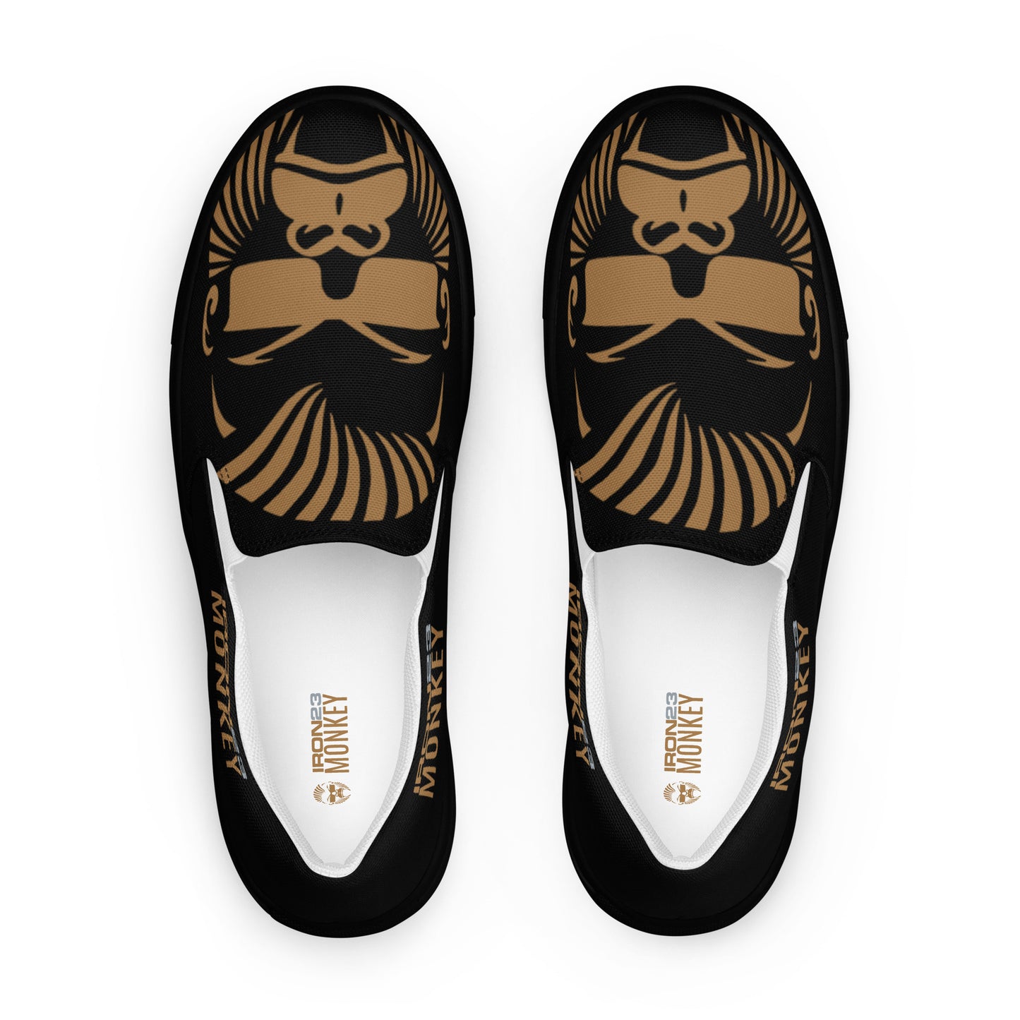 Herren Monkey Canvas Slipper von Sportswear Iron Monkey 23, schwarze atmungsaktive Leinen-Schuh mit EVA-Sohle, handgefertigt