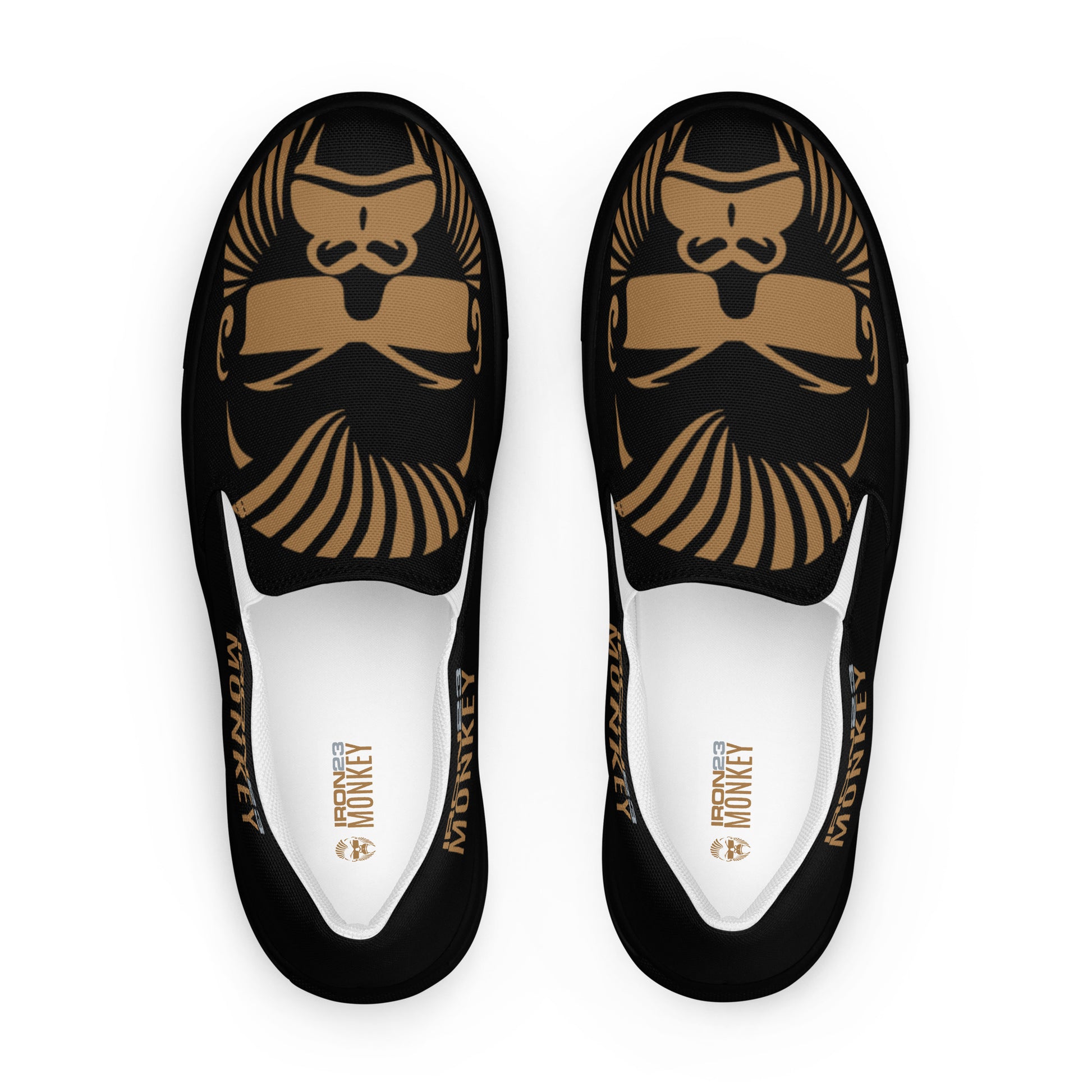 Herren Monkey Canvas Slipper von Sportswear Iron Monkey 23, schwarze atmungsaktive Leinen-Schuh mit EVA-Sohle, handgefertigt
