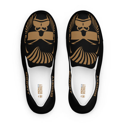 Herren Monkey Canvas Slipper von Sportswear Iron Monkey 23, schwarze atmungsaktive Leinen-Schuh mit EVA-Sohle, handgefertigt