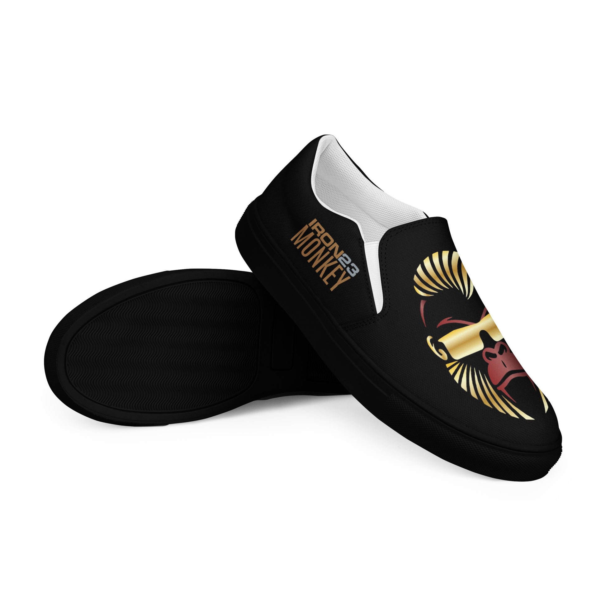 Herren Monkey Slipper aus Canvas mit EVA-Sohle, handgefertigt, schwarze Slipper für Herren, Sportswear Iron Monkey 23