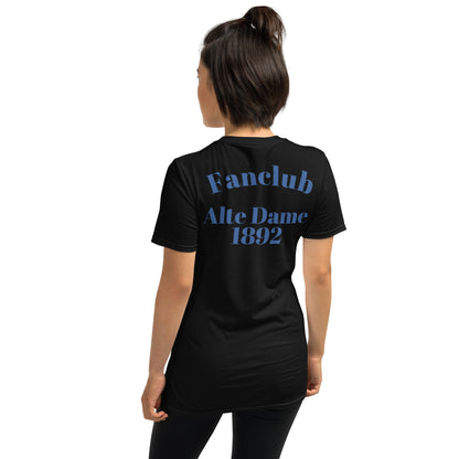 Schwarz unisex T-Shirt von Sportswear Iron Monkey 23 mit Fanclub Alte Dame 1892 Druck, Rückseite, weiches Baumwollmaterial