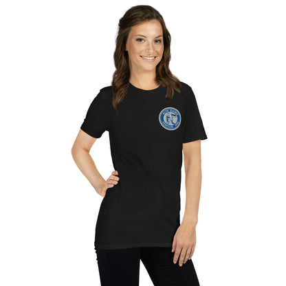 Schwarzes Kurzärmeliges Unisex-T-Shirt von Sportswear Iron Monkey 23 mit Fanclub Alte Dame 1892 Print, rechte Vorderseite.