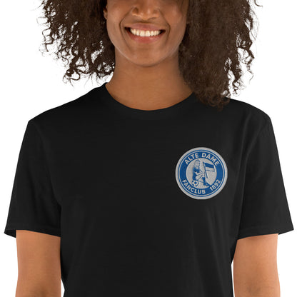 Schwarzes unisex Kurzarm-T-Shirt von Sportswear Iron Monkey 23 mit Fanclub Alte Dame 1892 Druck, weicher Stoff, Nahaufnahme