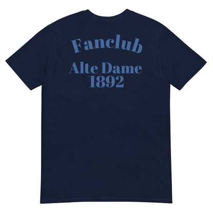 Unisex-Navy-T-Shirt von Sportswear Iron Monkey 23 mit Fanclub Alte Dame 1892 Aufdruck, kurzärmlig und bequem.