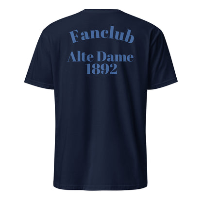 Unisex-Kurzärmeliges T-Shirt in Navy von Sportswear Iron Monkey 23 mit Fanclub Alte Dame 1892 Logo, weiche Baumwolle.