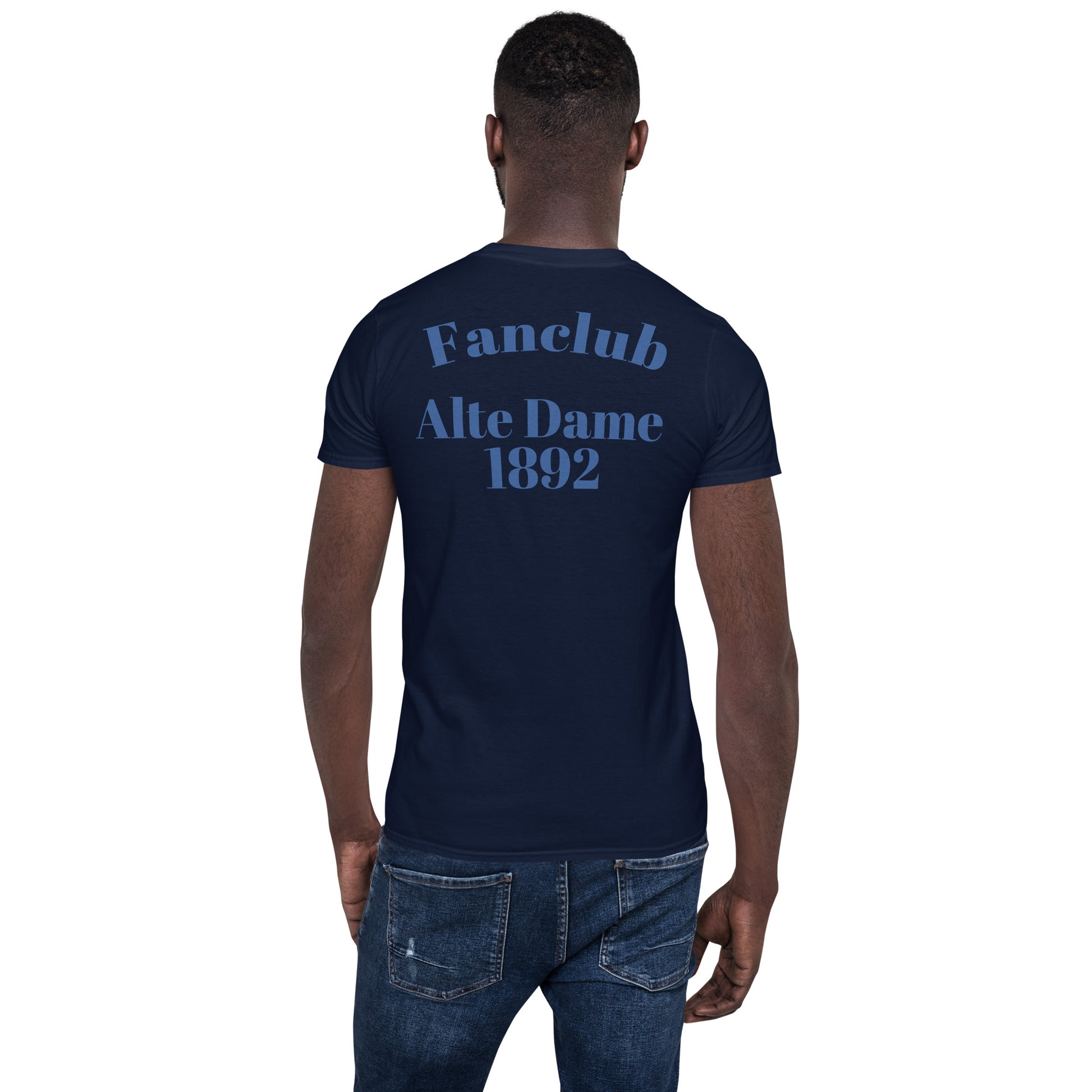 Unisex kurzärmeliges Fanclub T-Shirt in Navy von Sportswear Iron Monkey 23, weiches Material, lässiger Schnitt, Rückenansicht