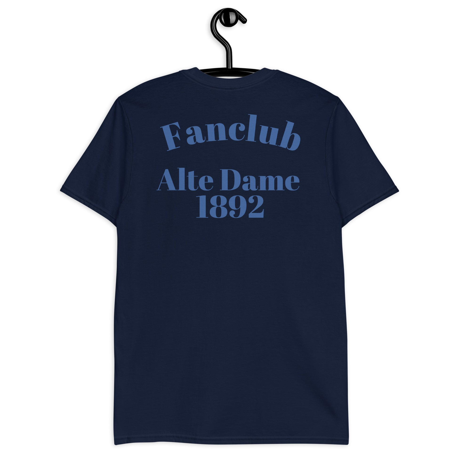 Kurzärmeliges unisex T-Shirt von Sportswear Iron Monkey 23 in Navy mit Fanclub Alte Dame 1892 Logo, weiches Baumwollmaterial