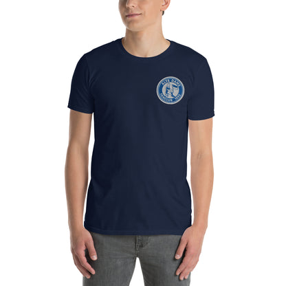 Unisex-Kurzarm-T-Shirt in Navy mit Fanclub-Logo "Alte Dame 1892" von Sportswear Iron Monkey 23, weiches Baumwollmaterial.