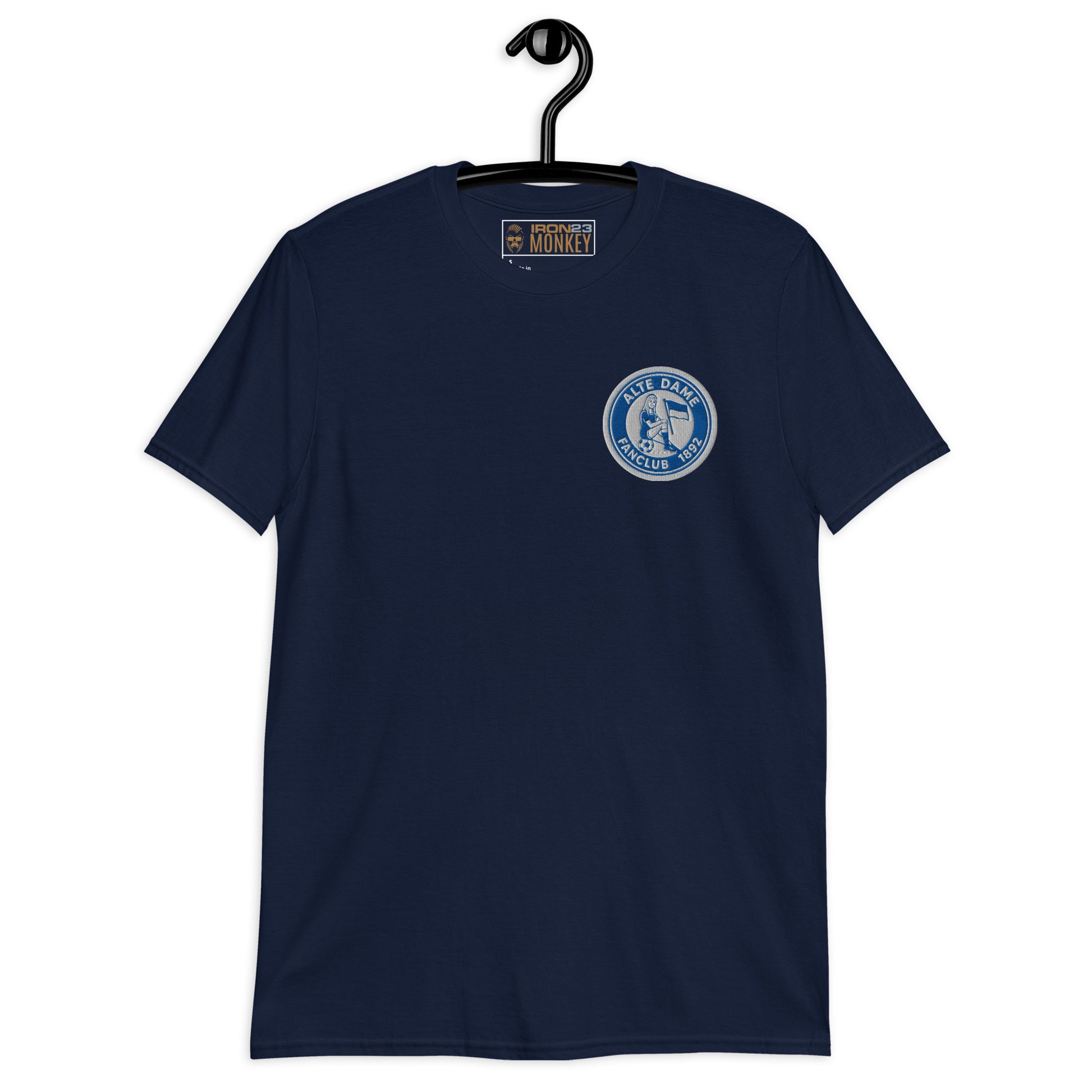 Unisex-Navy-T-Shirt von Sportswear Iron Monkey 23 mit Fanclub Alte Dame 1892-Print, kurzärmelig, weiches Baumwollmaterial