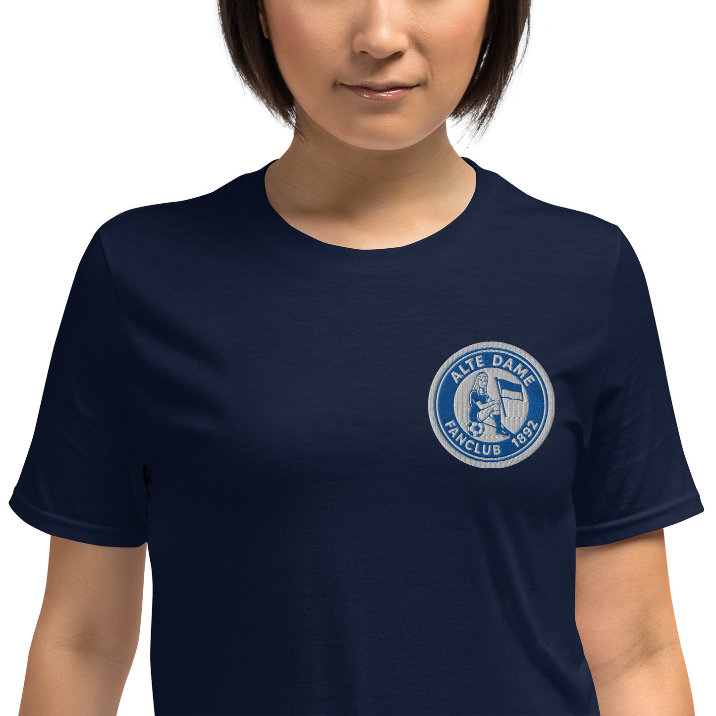 Unisex-Kurzarm-T-Shirt in Navy mit Fanclub Alte Dame 1892 Logo, Sportswear Iron Monkey 23, weiches Baumwollmaterial