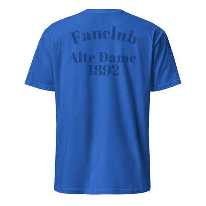 Unisex-T-Shirt von Sportswear Iron Monkey 23 mit Fanclub Alte Dame 1892, kurze Ärmel, royalblau, weiches Baumwollmaterial.