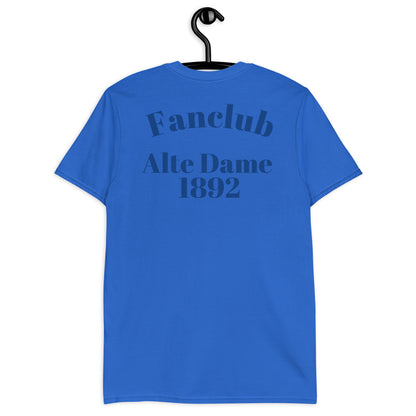 Unisex-Kurzarm-T-Shirt von Sportswear Iron Monkey 23 mit Fanclub Alte Dame 1892, royalblau, weicher Stoff, Rückenansicht