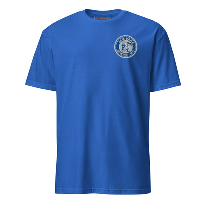 Unisex-Kurzarm-T-Shirt von Sportswear Iron Monkey 23 mit Fanclub Alte Dame 1892 Aufdruck, royalblau, weiches Baumwollmaterial