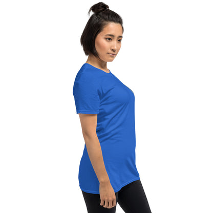Unisex-Kurzarm-T-Shirt von Sportswear Iron Monkey 23 mit Fanclub Alte Dame 1892, royalblau, rechte Frontansicht