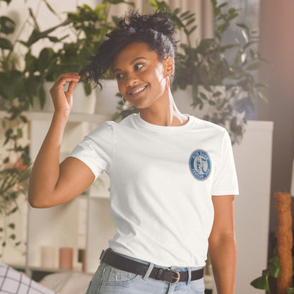 Weißes unisex T-Shirt von Sportswear Iron Monkey 23 mit Fanclub Alte Dame 1892 Aufdruck, weiches Baumwollmaterial, Frontansicht