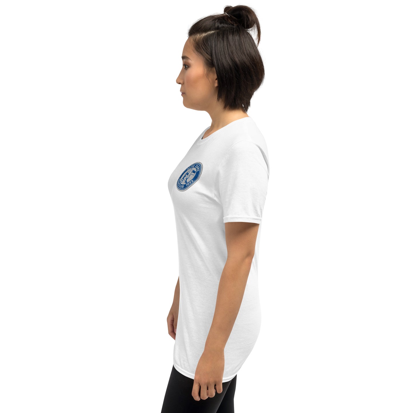 Weißes unisex T-Shirt von Sportswear Iron Monkey 23 mit Fanclub Alte Dame 1892 Logo, kurzärmelig, bequemes Basic-Shirt
