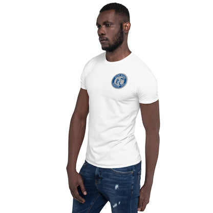 Weißes unisex T-Shirt von Sportswear Iron Monkey mit Fanclub Alte Dame 1892 Logo, links vorne sichtbar.