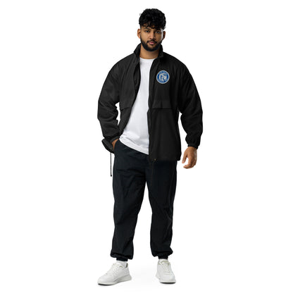 Unisex-Windbreaker von Sportswear Iron Monkey 23 in Schwarz mit Fanclub Alte Dame 1892 Logo, vorne sichtbar.