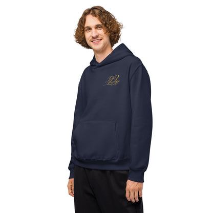 Premium Oversized Hoodie Navy - Heavyweight Kapuzenpullover ohne Kordelzug