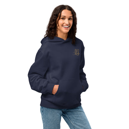 Oversized Heavyweight Hoodie Navy Seitenansicht - Geräumige Unisex-Passform